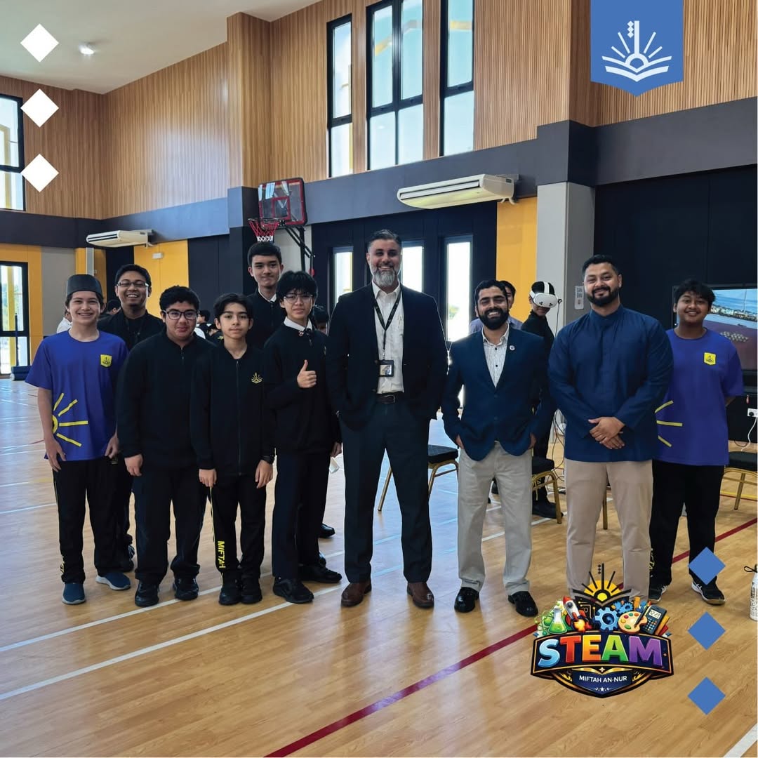 STEAM Week Robotics Demo with Mr Bilal (principal), Hafiz (tech lead), Miftah students and team 